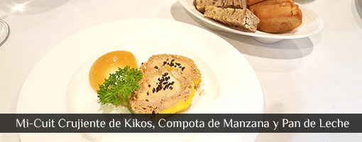 Mi-Cuit Crujiente de Kikos, Compota de Manzana y Pan de Leche