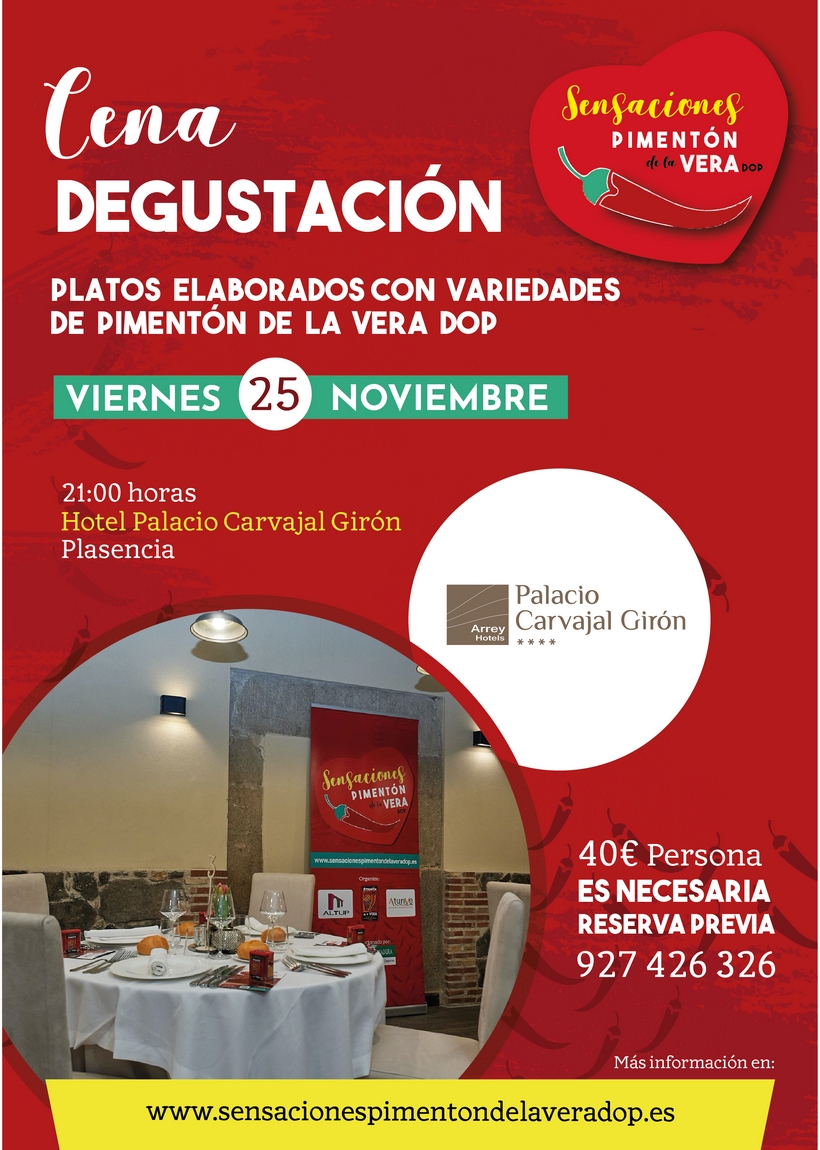 Viernes 25 nov. Cena y Sábado 26 nov. Comida Sensaciones del Pimentón de la Vera DOP